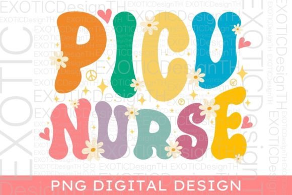 Cute Groovy PICU Nurse Graphics for Crafts