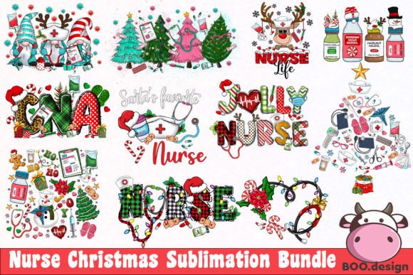 Nurse Christmas Bundle PNG: Crafts & Graphics