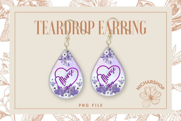 Nurse Flower Stethoscope Heart Teardrop3 Graphics for Crafts