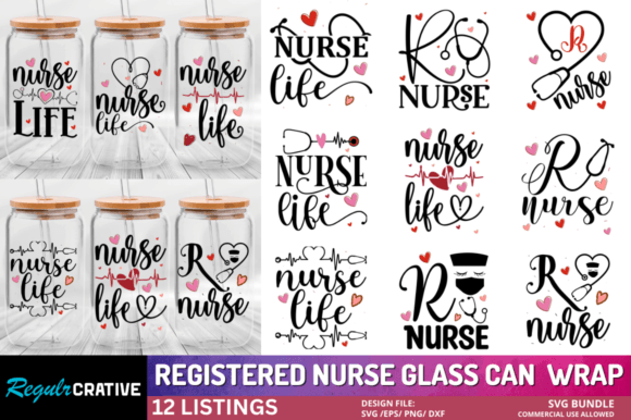 Nurse Glass Can Wrap: Crafts & Graphics