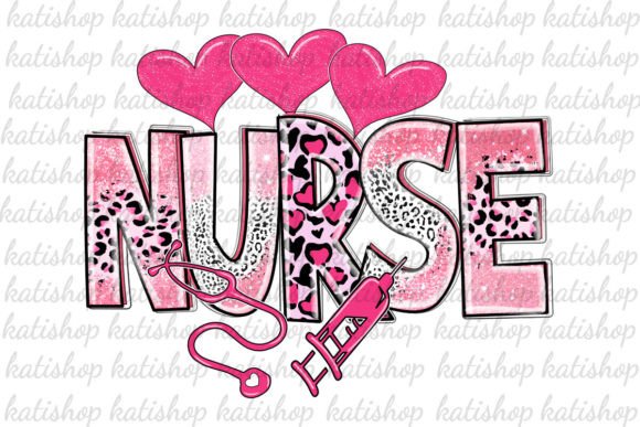 Pink Nurse Valentine Graphics for Crafts